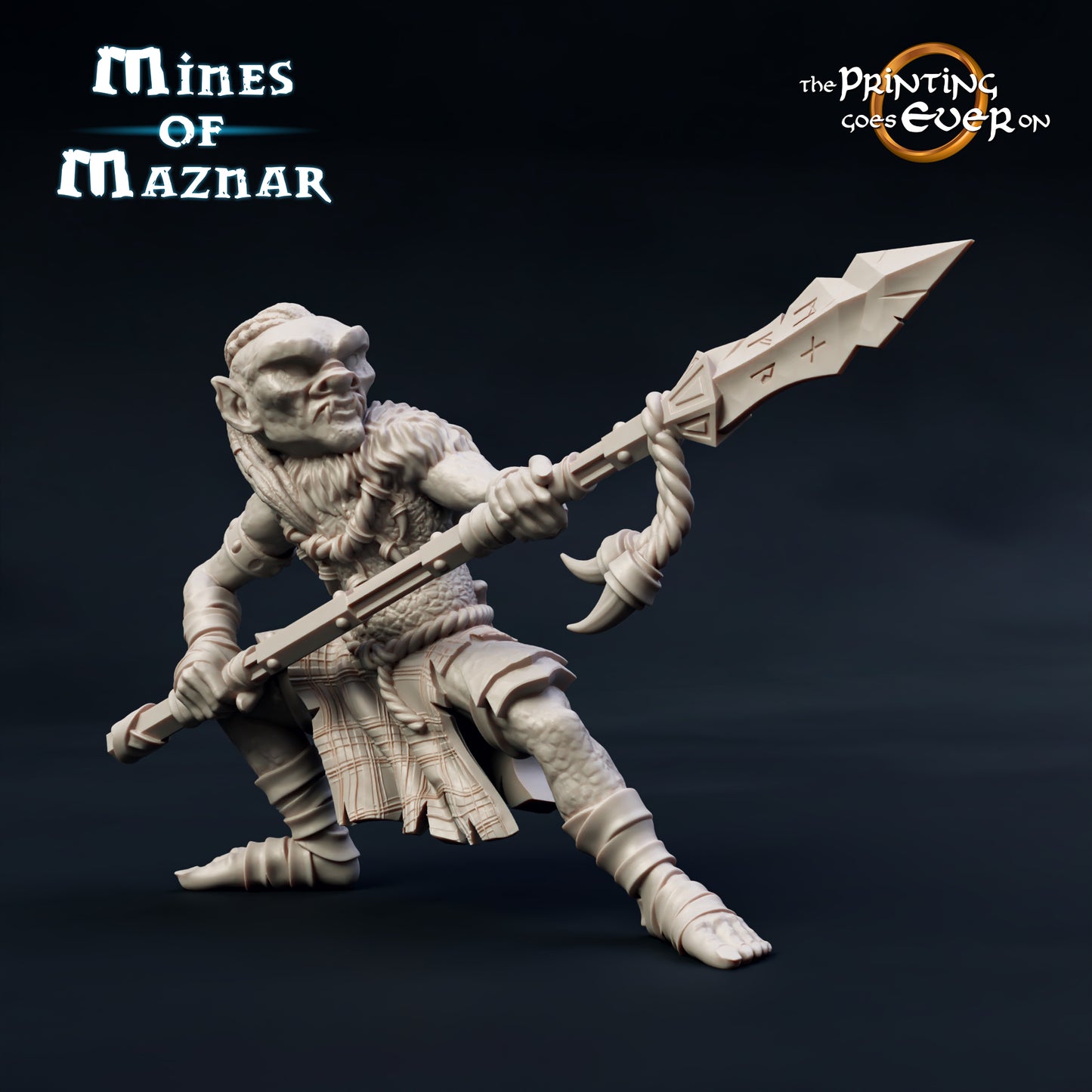 Goblin Spearman B of the Mines of Maznar by The Printing Goes Ever On