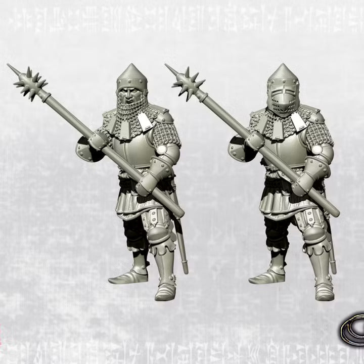 "Lithuanian Man-at-arms with morning star polearm variant - 14th century" by Ezipion miniatures.
