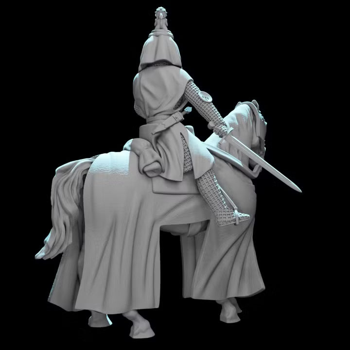 Medieval Mounted Knight Commander – Crested Great Helm Cavalry
