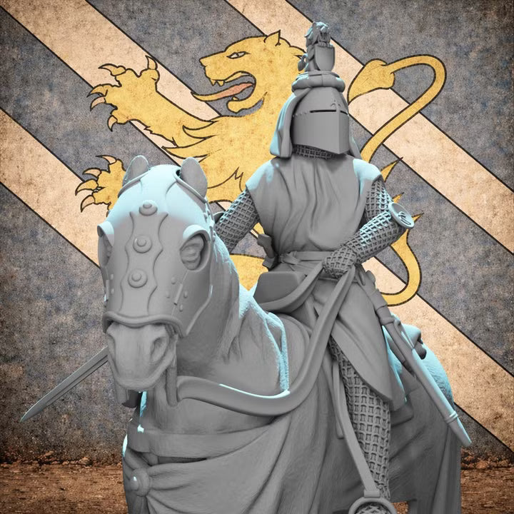 Medieval Mounted Knight Commander – Crested Great Helm Cavalry