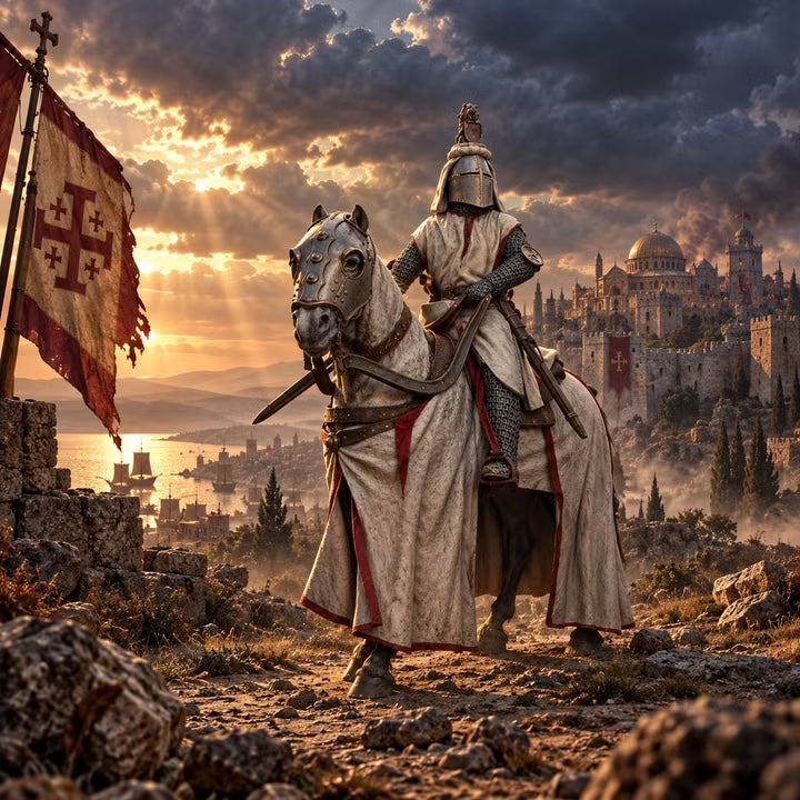 Medieval Mounted Knight Commander – Crested Great Helm Cavalry
