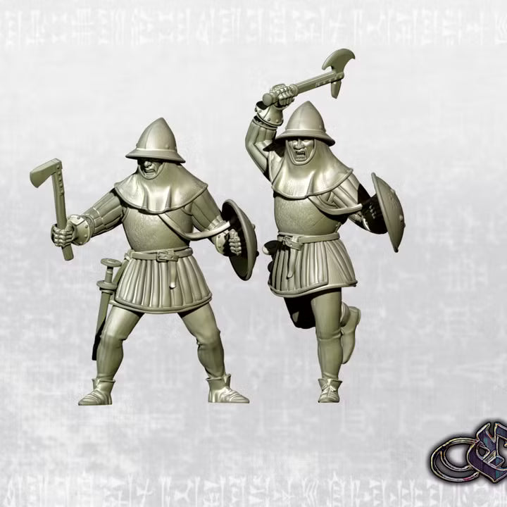 "Militiamen with axe on foot - 14th century" by Ezipion miniatures