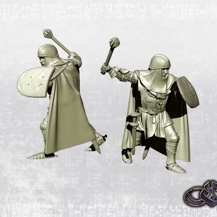 "Aragonese Crusader Knight charging on foot with mace - 14th century" by Ezipion miniatures