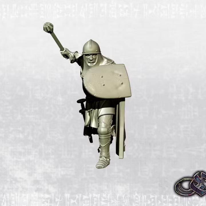 "Aragonese Crusader Knight charging on foot with mace - 14th century" by Ezipion miniatures