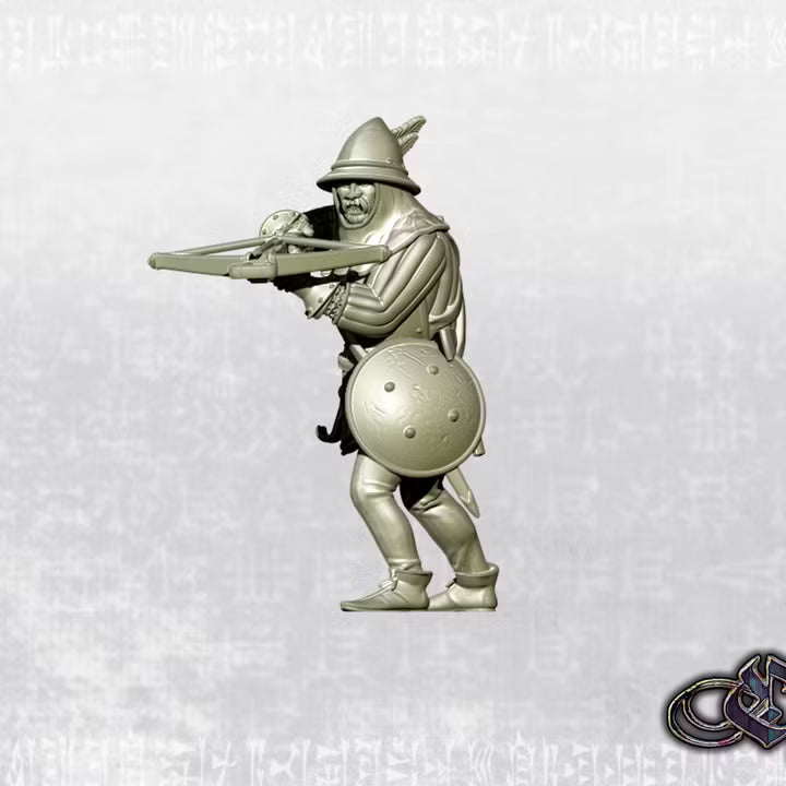 "Squire with crossbow on foot - 14th century" by Ezipion miniatures
