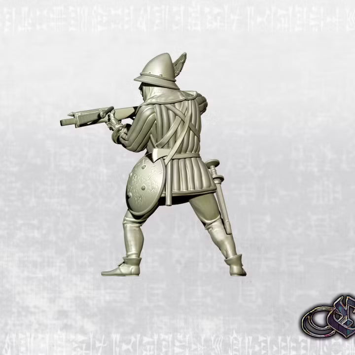 "Squire with crossbow on foot - 14th century" by Ezipion miniatures