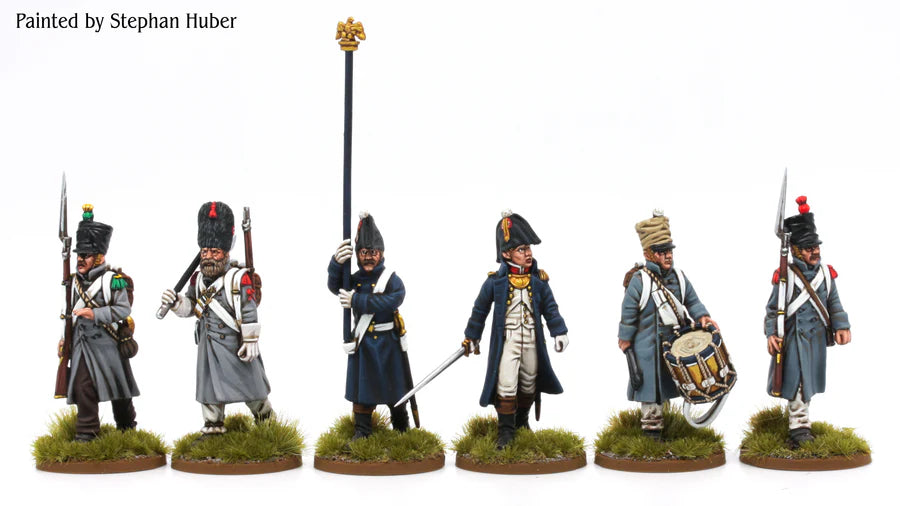 French Regimental Command in Greatcoats (1807-1814) by Piano Wargames
