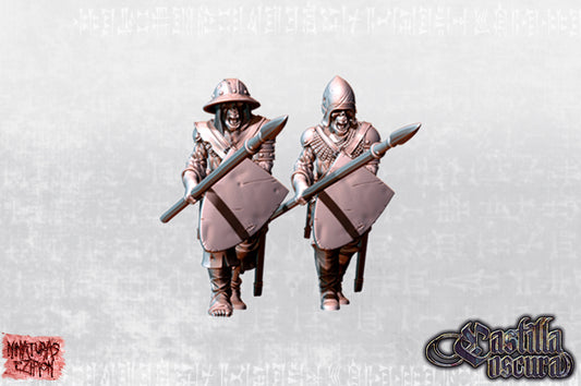 Revived Spearmen Advancing by Ezipion Miniatures