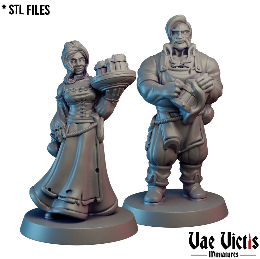 Tavern Set Barkeep and Waitress by Vae Victis Miniatures