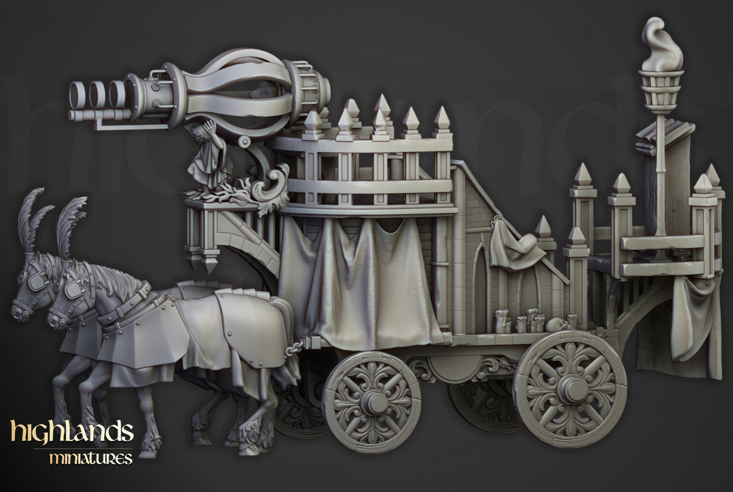 Arcane Cannon on Chariot by Highlands Miniatures