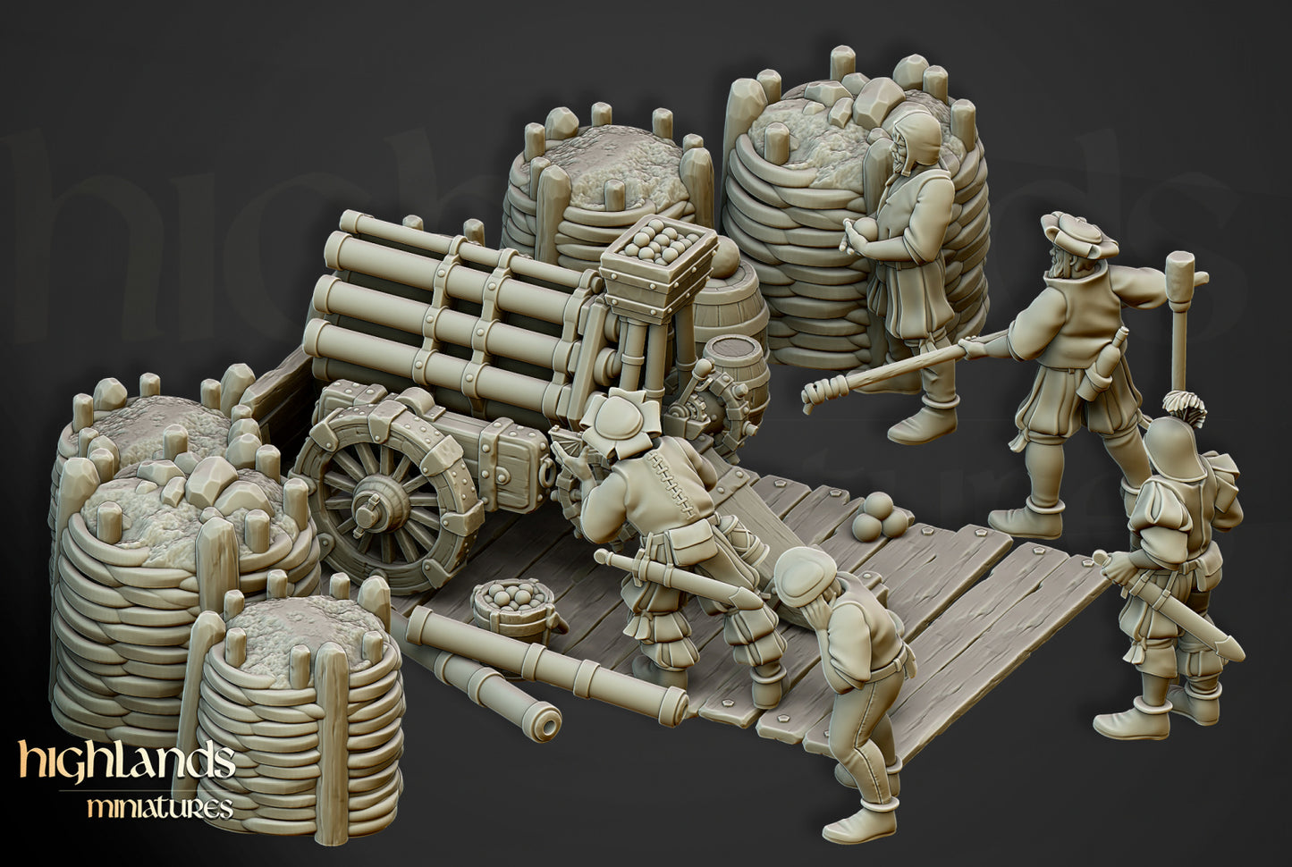 Sunland Artillery Volley Gun Battery by Highlands Miniatures.