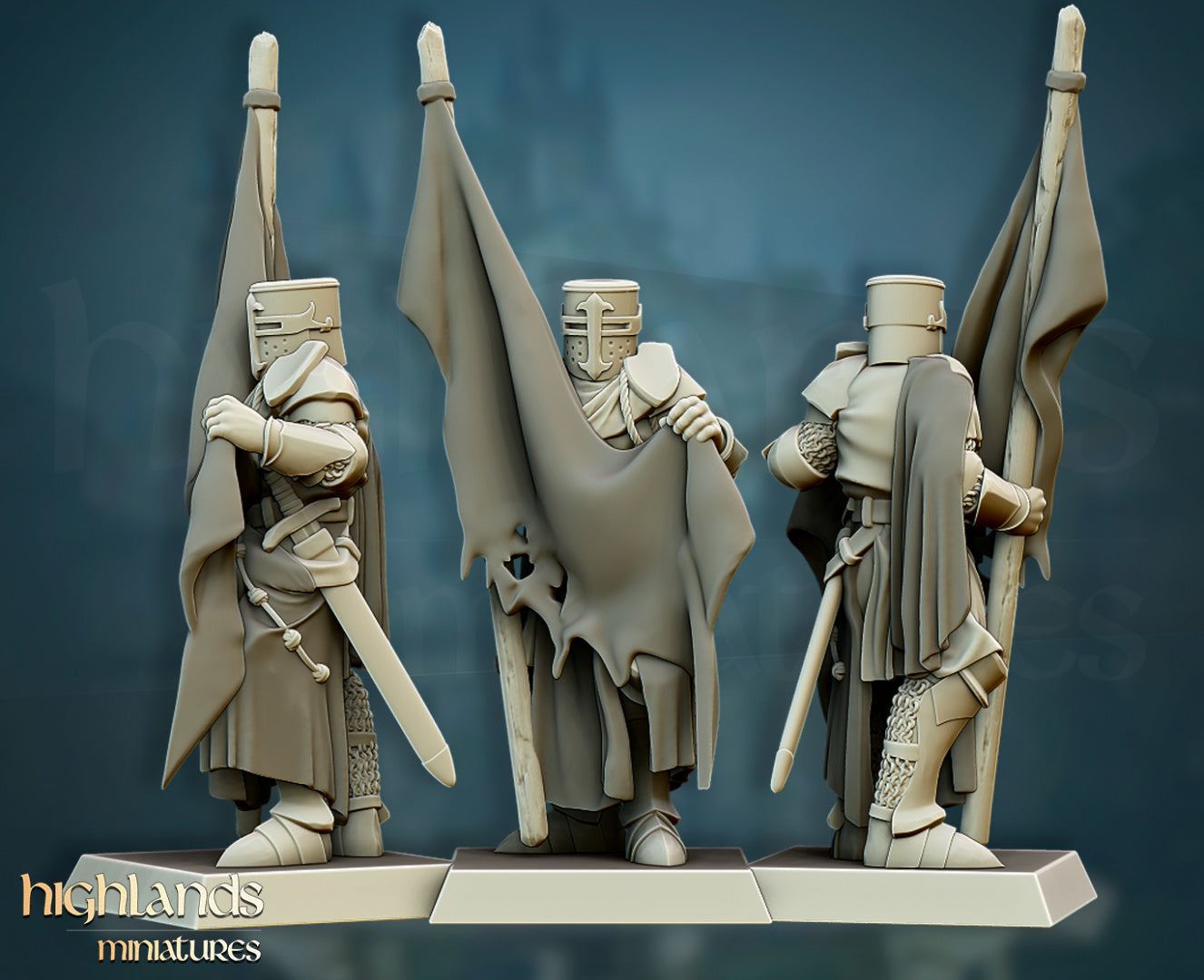 Crusaders Command Group by Highlands Miniatures