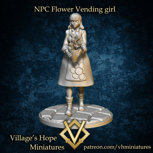 NPC Flower Vending Girl by Village's Hope Miniatures