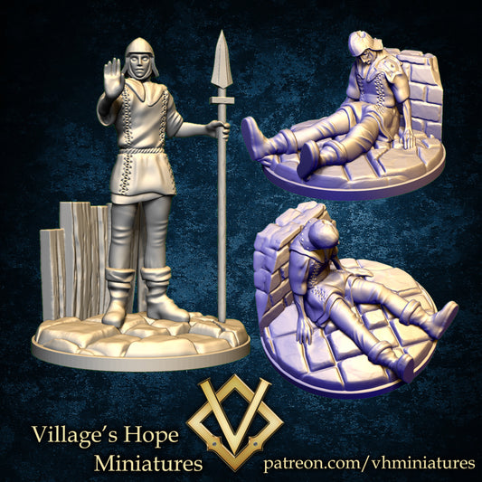 Town Guard & Bloodsucked Victim by Village's Hope Miniatures