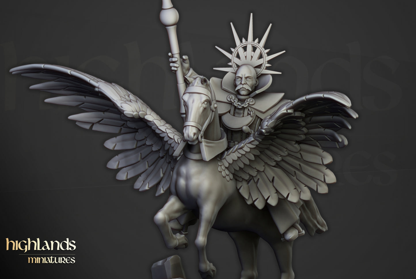 High Mage of Sunland on Pegasus by Highlands Miniatures