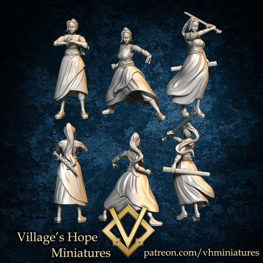 Wuxia Female Sector Member 3 Pose by Village's Hope Miniatures