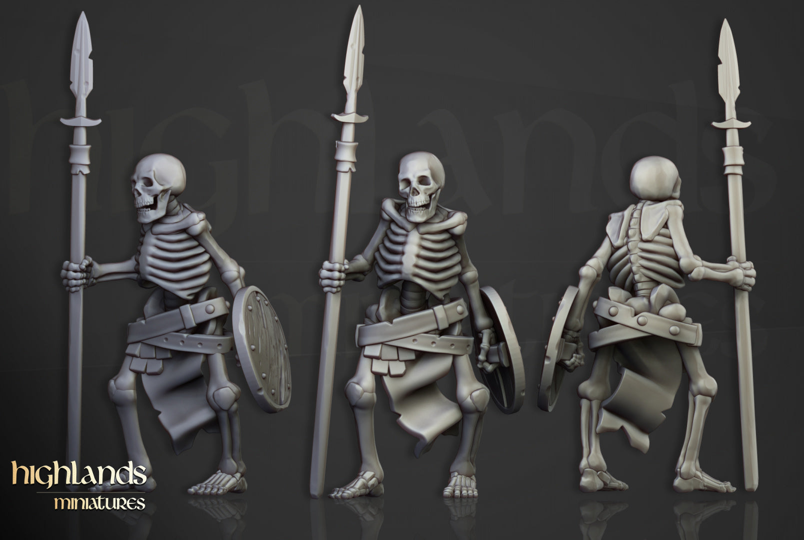 3D Printable Skeleton Warriors Unit - Highlands Miniatures by