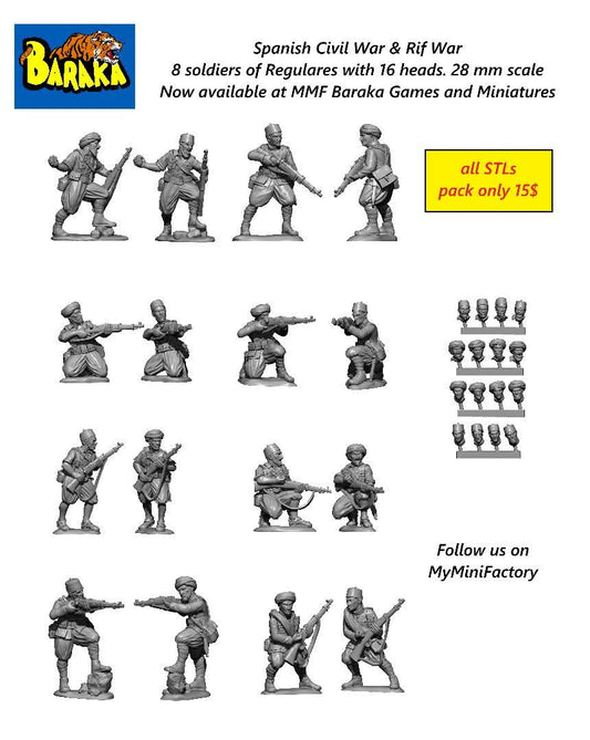 Rif War/SCW Spanish Regulares Soldiers by Baraka Wargames and Miniatures
