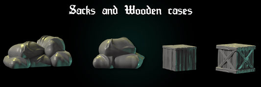 Sacks & Wooden Case Set by DDF Miniatures and Models