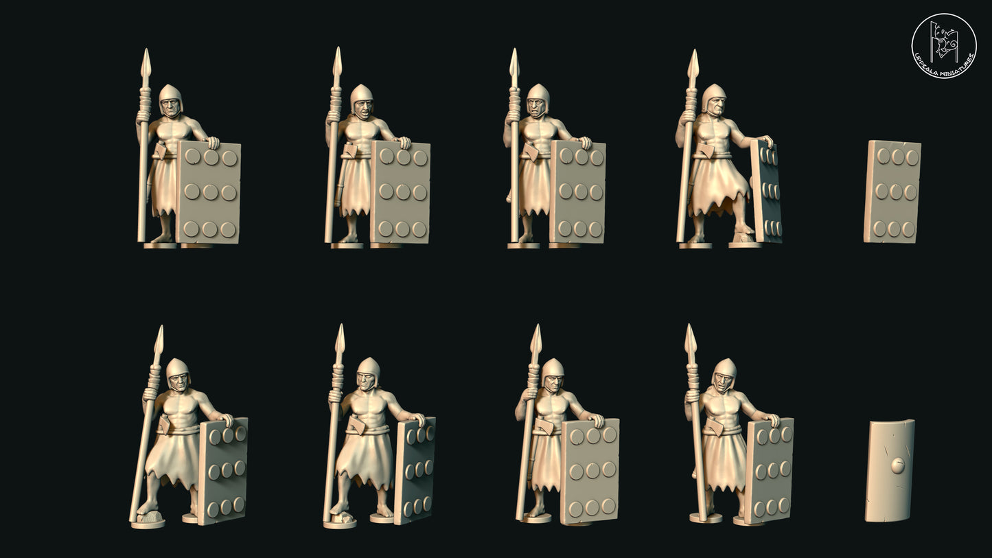 Sumerian Spearmen at Rest (Set A) by Uppsala Miniatures