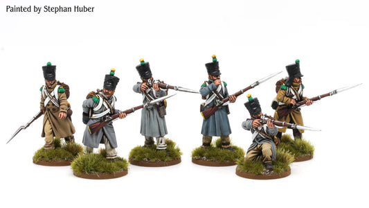 French Elite Companies Skirmishing in Greatcoats (1807-1814) by Piano Wargames