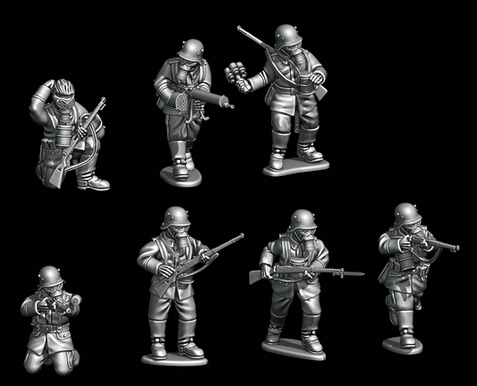 Great War German Gasmask Wearing Squad by W3 Wargaming